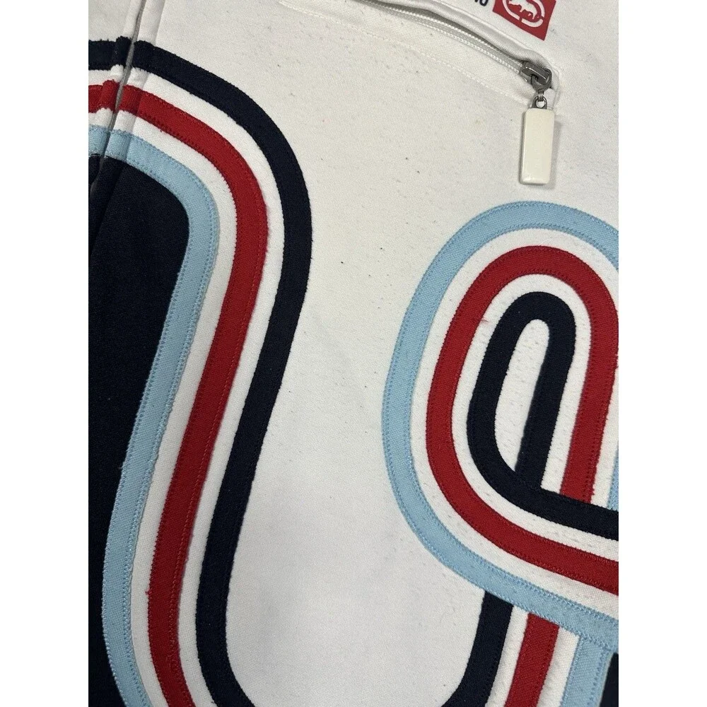 Vintage Ecko Unltd Actual Factual Track Jacket Y2K Hip Hop White Navy Large